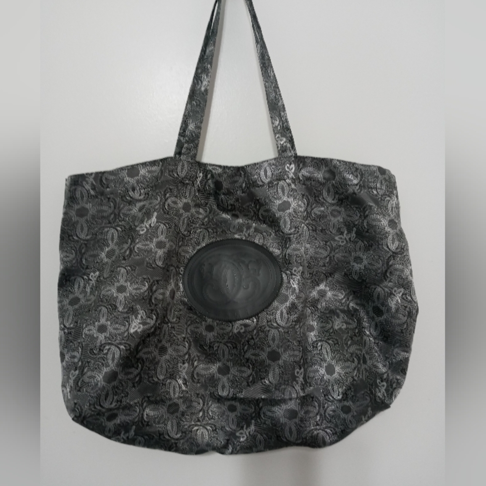 Sharif Gray silver Snake Print Tote Shopping Bag 23x13 Lightweight